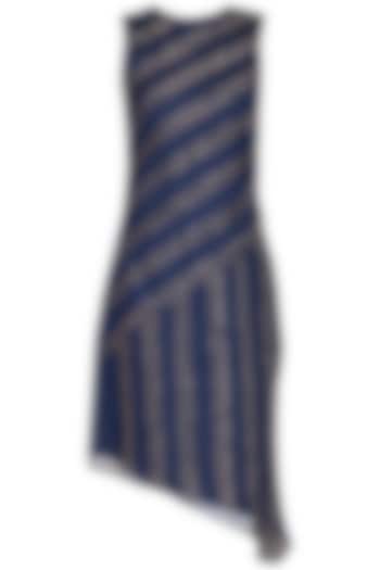 Blue Embellished Asymmetrical Denim Vacation Dress by Samatvam By Anjali Bhaskar at Pernia's Pop Up Shop