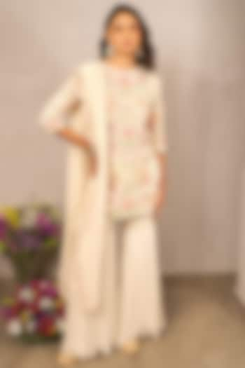 Ivory Viscose Georgette Sharara Set by Samatvam By Anjali Bhaskar at Pernia's Pop Up Shop