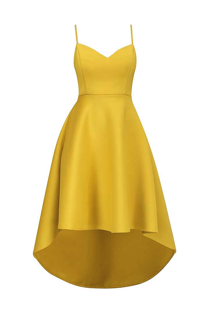 Mustard Yellow High Low Strappy Dress by Samatvam By Anjali Bhaskar