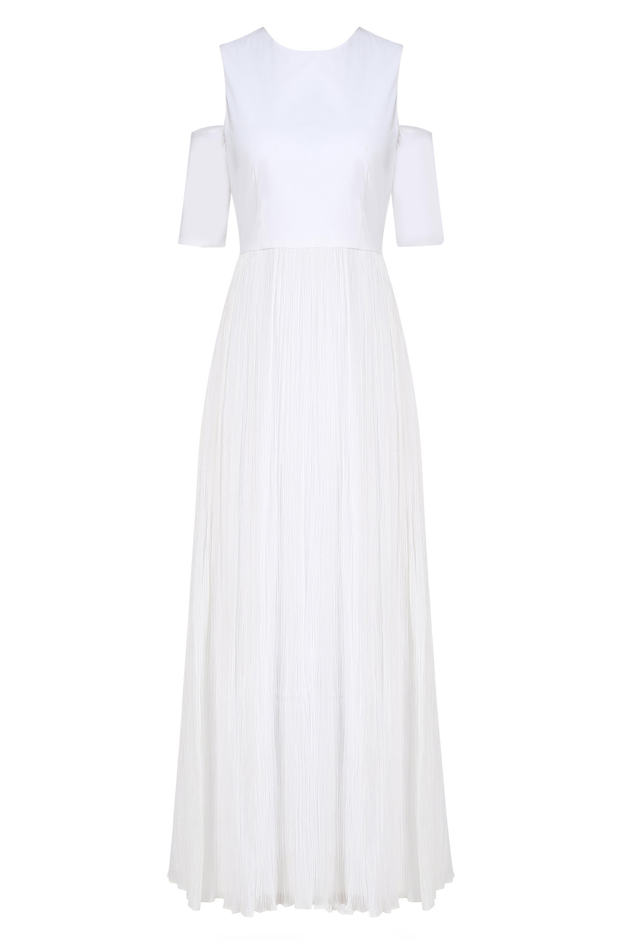 white cold shoulder maxi dress