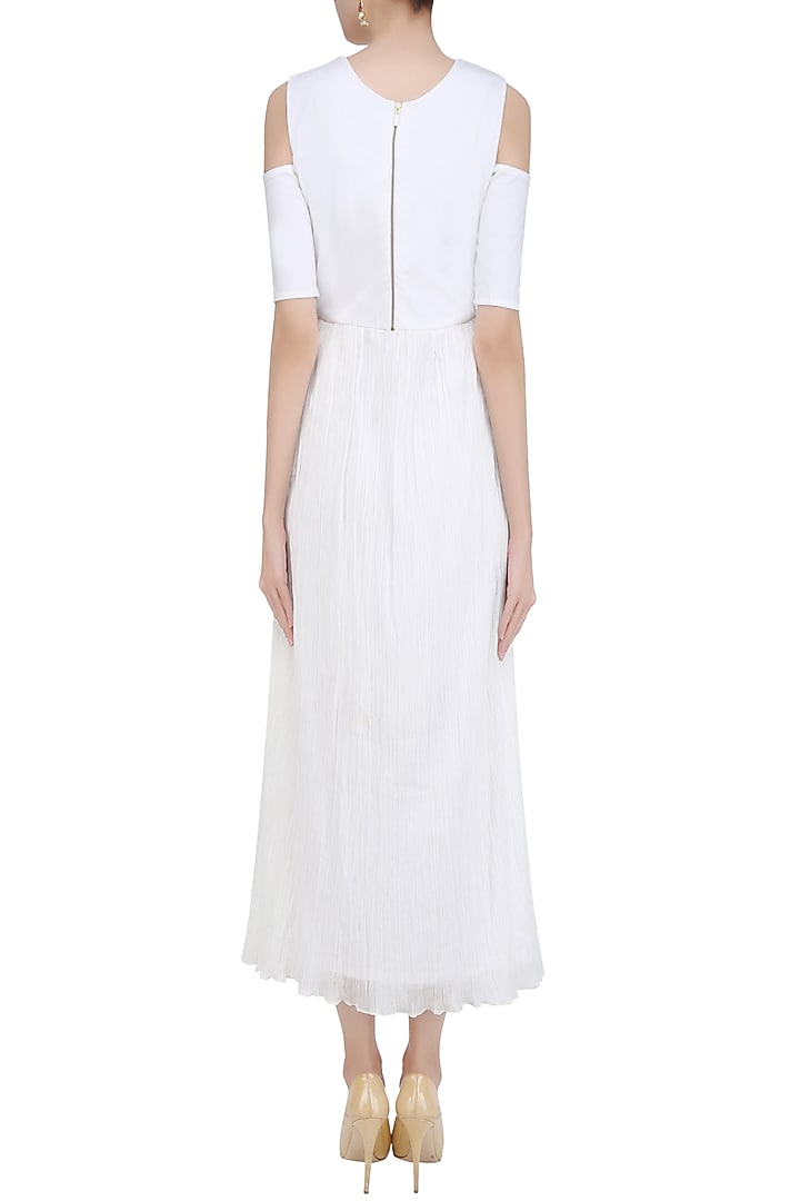 Ivory cold shoulder maxi dress available only at Pernia's Pop Up Shop.