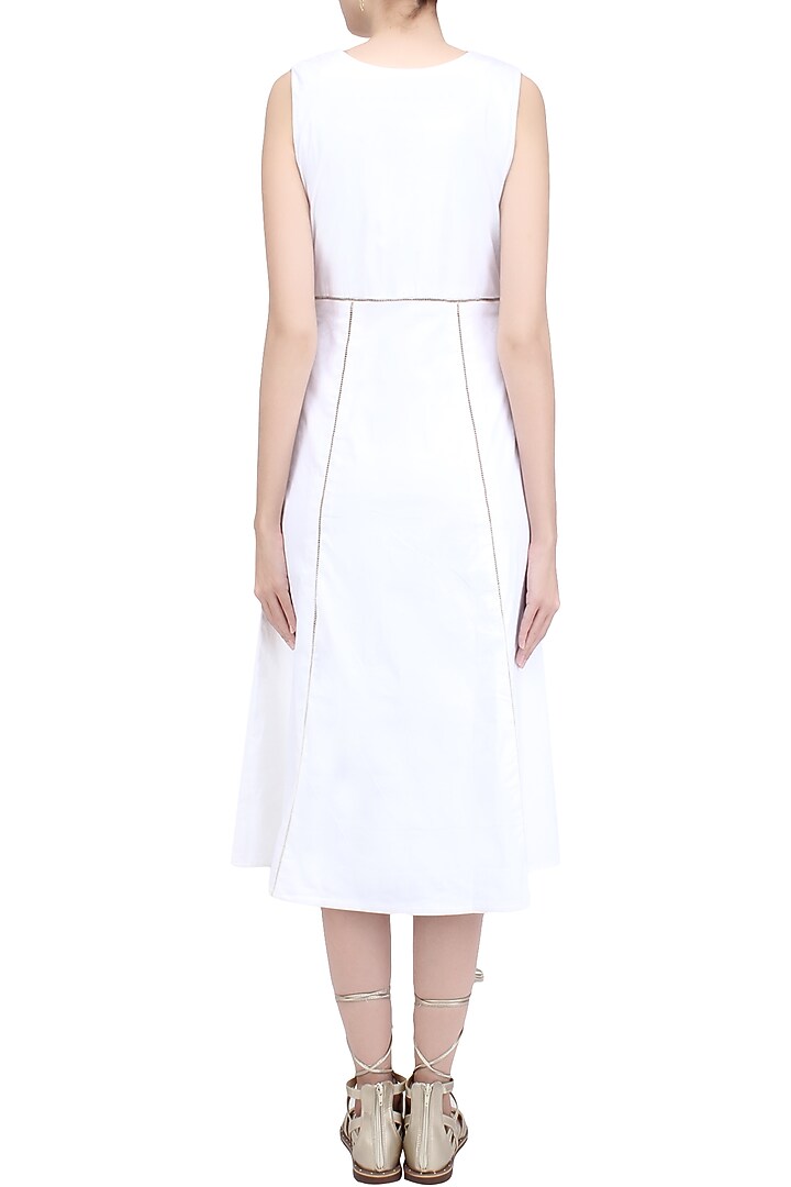 Ivory sleeveless knee length A line dress available only at Pernia's Pop Up Shop.