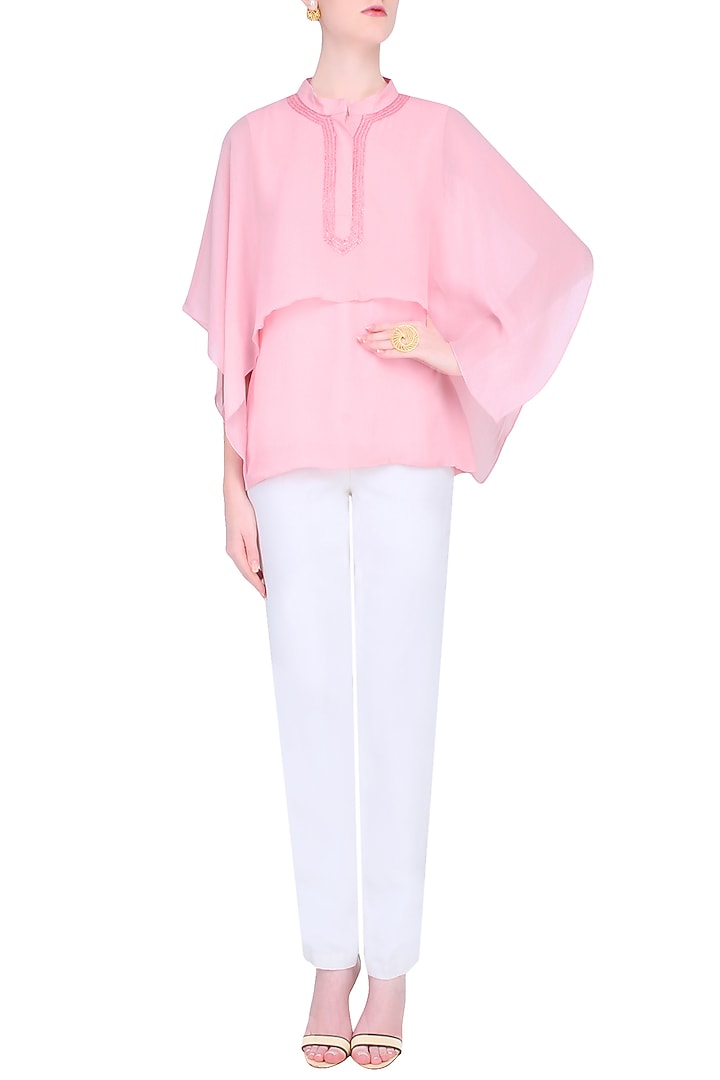 Powder pink overlayered cape top available only at Pernia's Pop Up Shop.