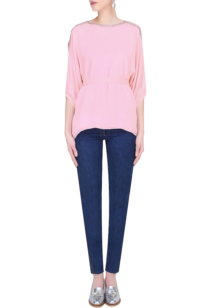 Powder pink hand embellished top available only at Pernia's Pop Up Shop.