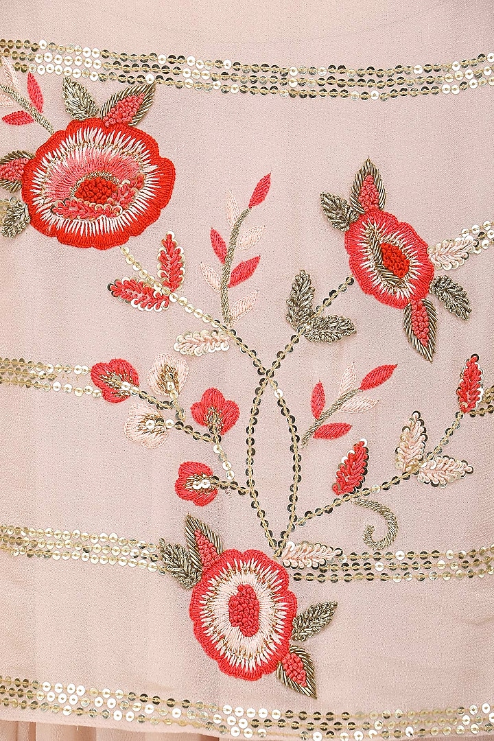 Blush pink anarkali gown with embroidered cape dupatta available only at Pernia's Pop Up Shop.