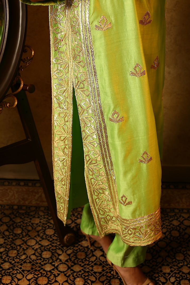 Mint green embroidered kurta with pants available only at Pernia's Pop Up Shop.