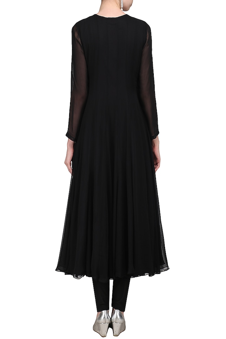 Black embroidered anarkali set available only at Pernia's Pop Up Shop.