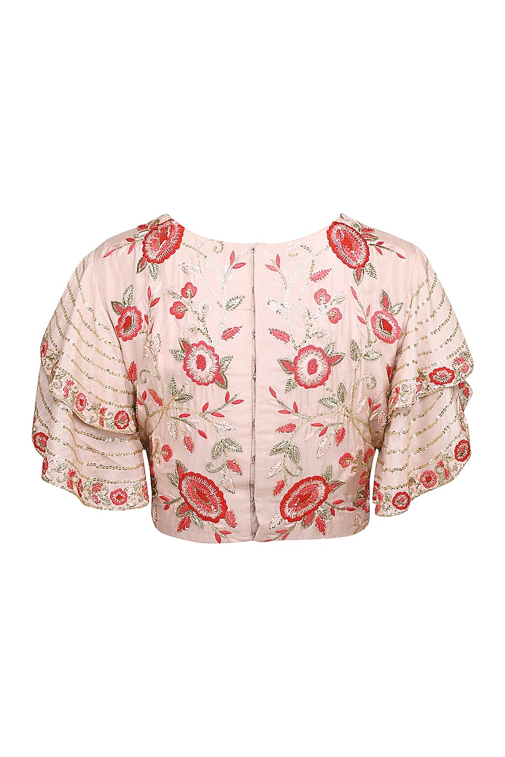 Blush pink embroidered saree with blouse available only at Pernia's Pop Up Shop.