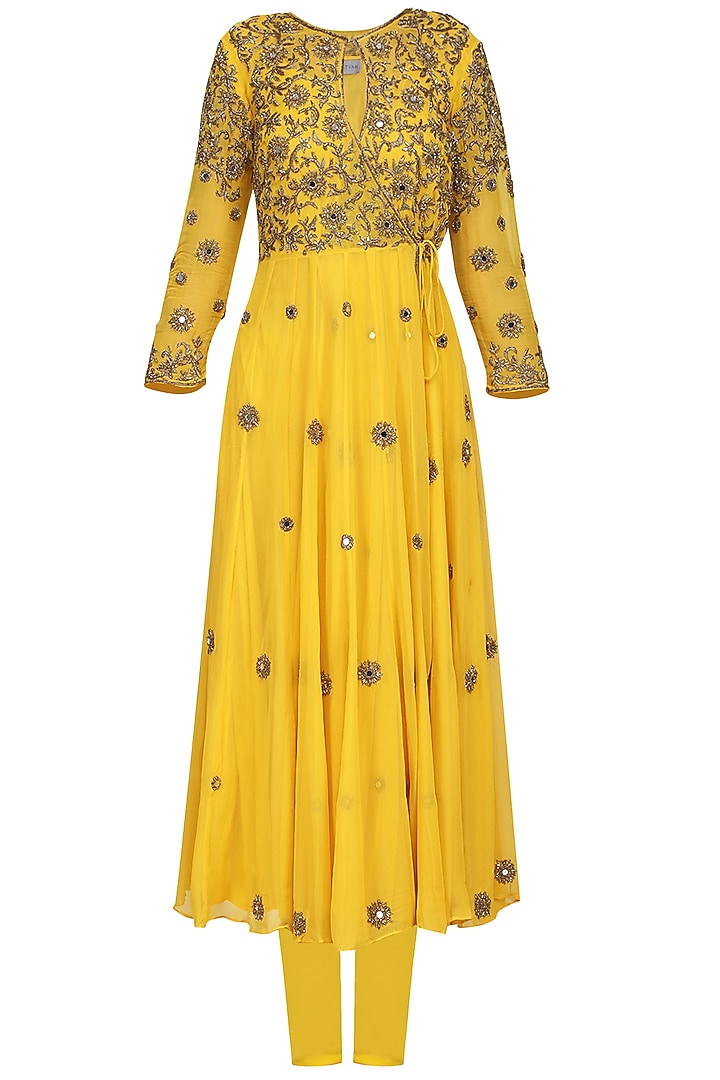 Yellow embellished anarkali set available only at Pernia's Pop Up Shop.