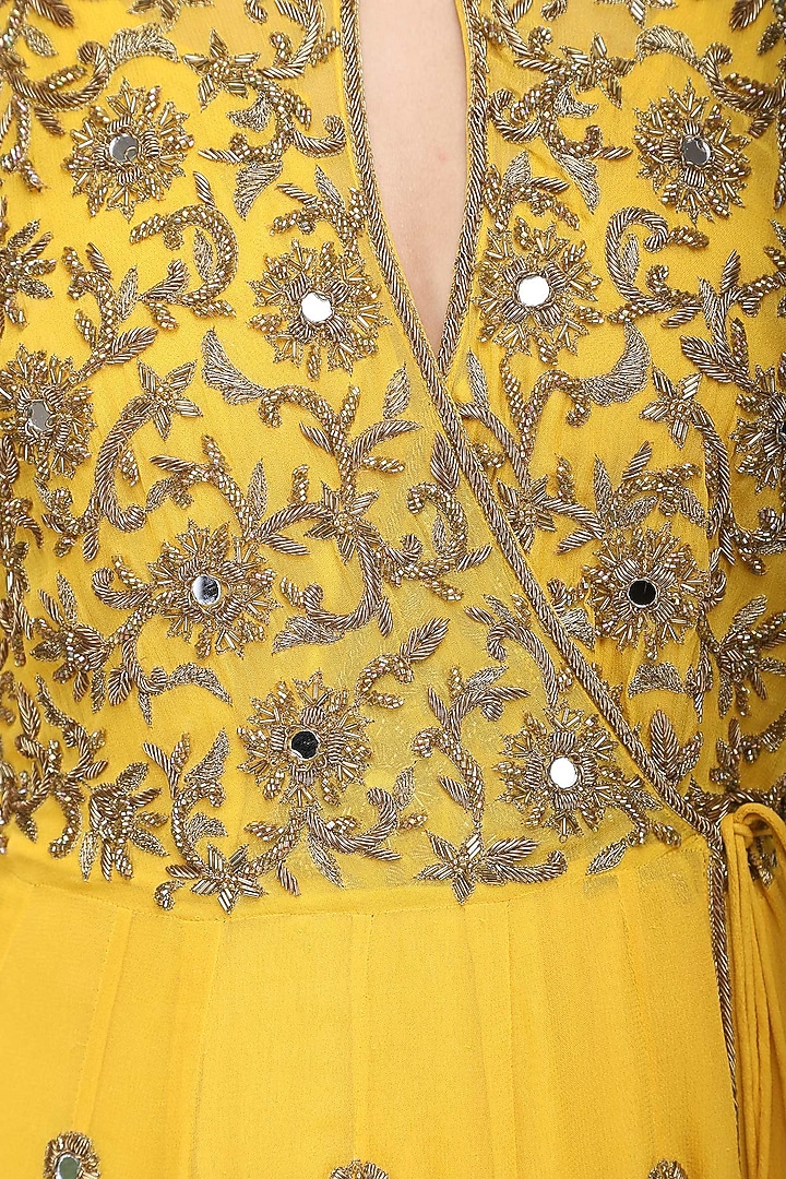 Yellow embellished anarkali set available only at Pernia's Pop Up Shop.