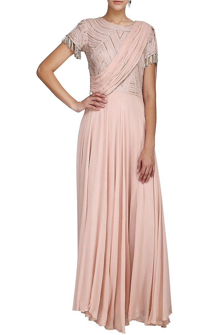 Pink embroidered anarkali set available only at Pernia's Pop Up Shop.