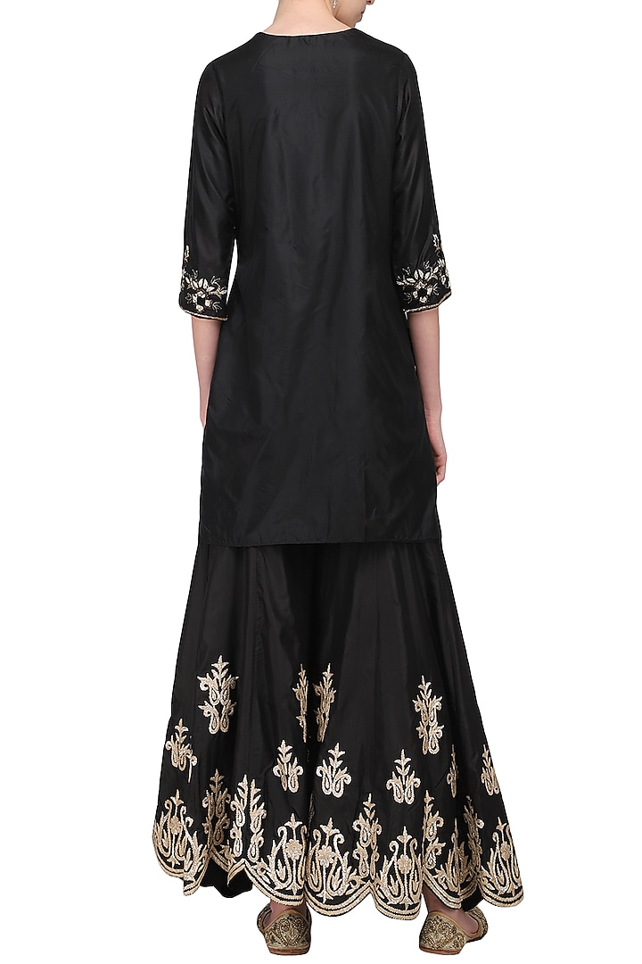 Black embroidered sharara set available only at Pernia's Pop Up Shop.