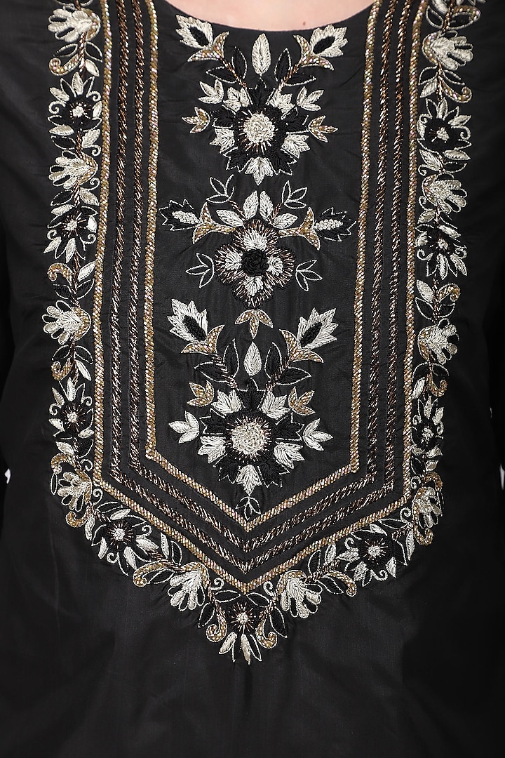 Black embroidered sharara set available only at Pernia's Pop Up Shop.