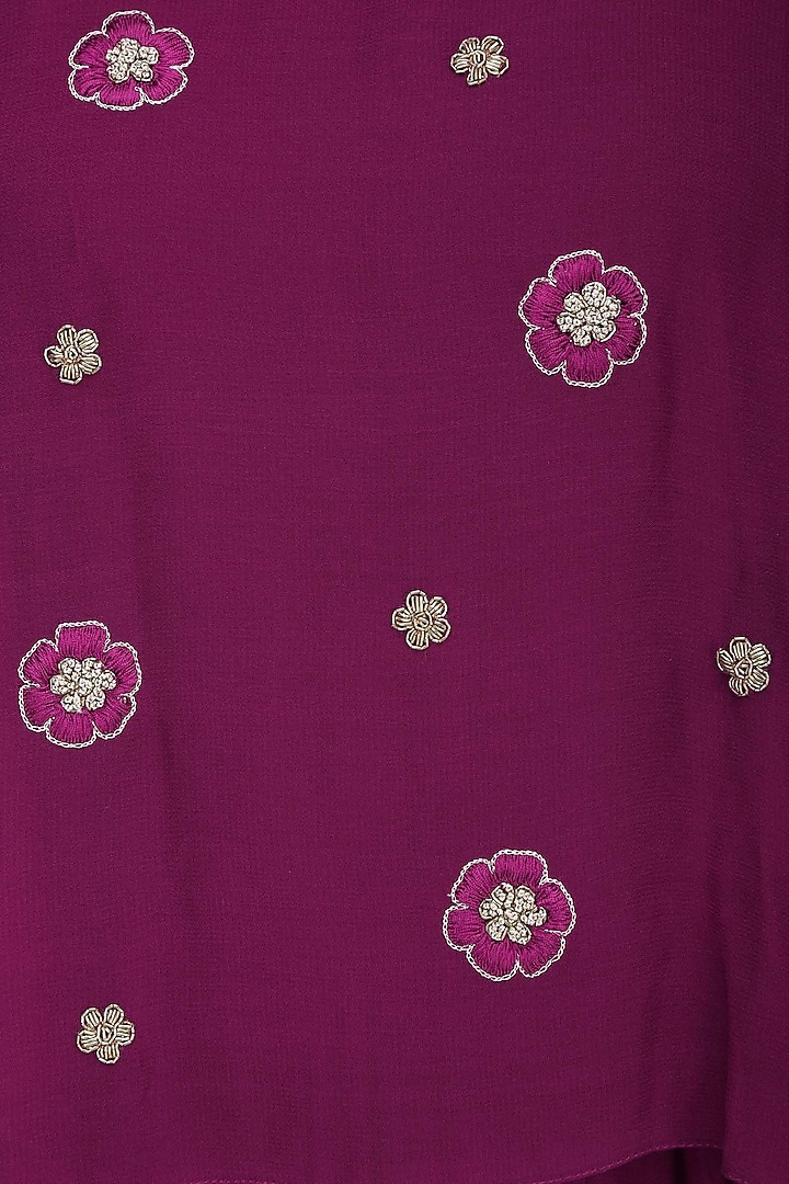 Plum floral motifs flared anarkali with attached dupatta available only at Pernia's Pop Up Shop.