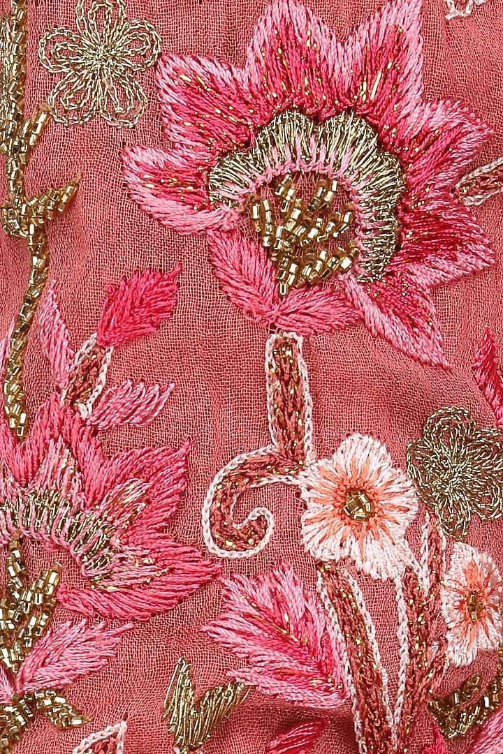 Rasberry pink floral embroidered side cut kurta available only at Pernia's Pop Up Shop.