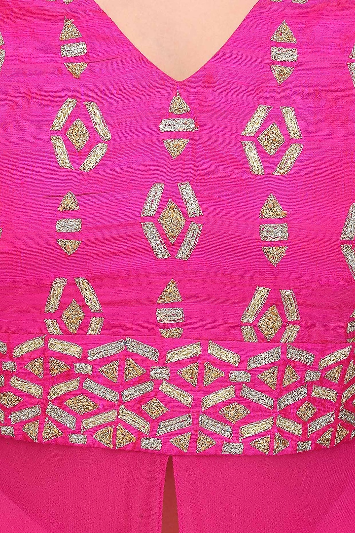 Pink bootis embroidered front slit anarkali kurta set available only at Pernia's Pop Up Shop.