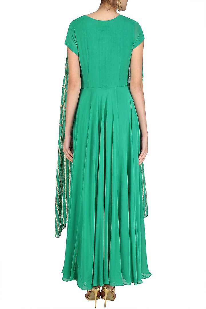 Jade green anarkali with gota patti embroidered attached dupatta available only at Pernia's Pop Up Shop.