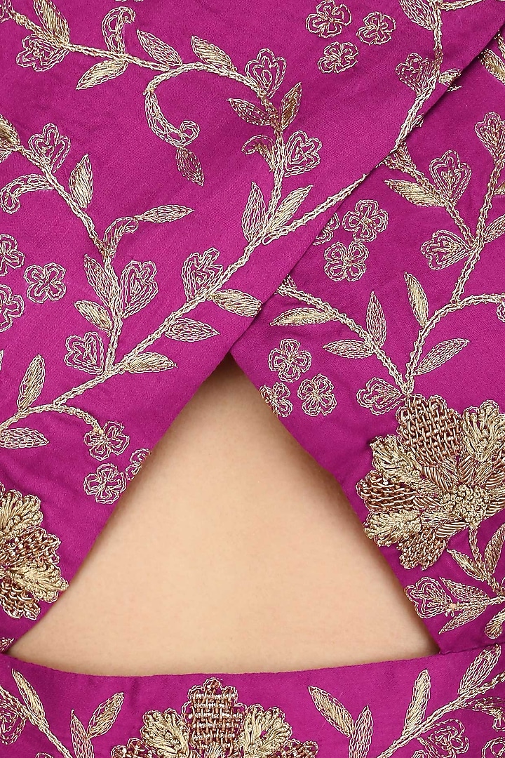 Plum floral embroidered blouse, skirt and jacket set available only at Pernia's Pop Up Shop.