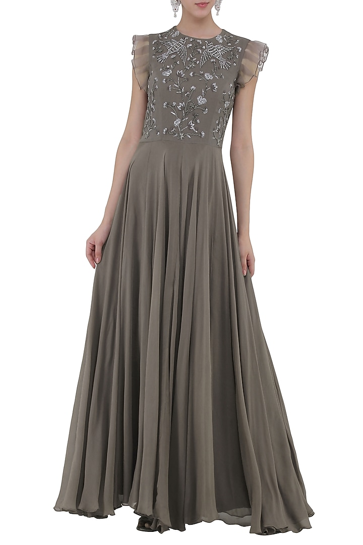 Grey embroidered gown available only at Pernia's Pop Up Shop.