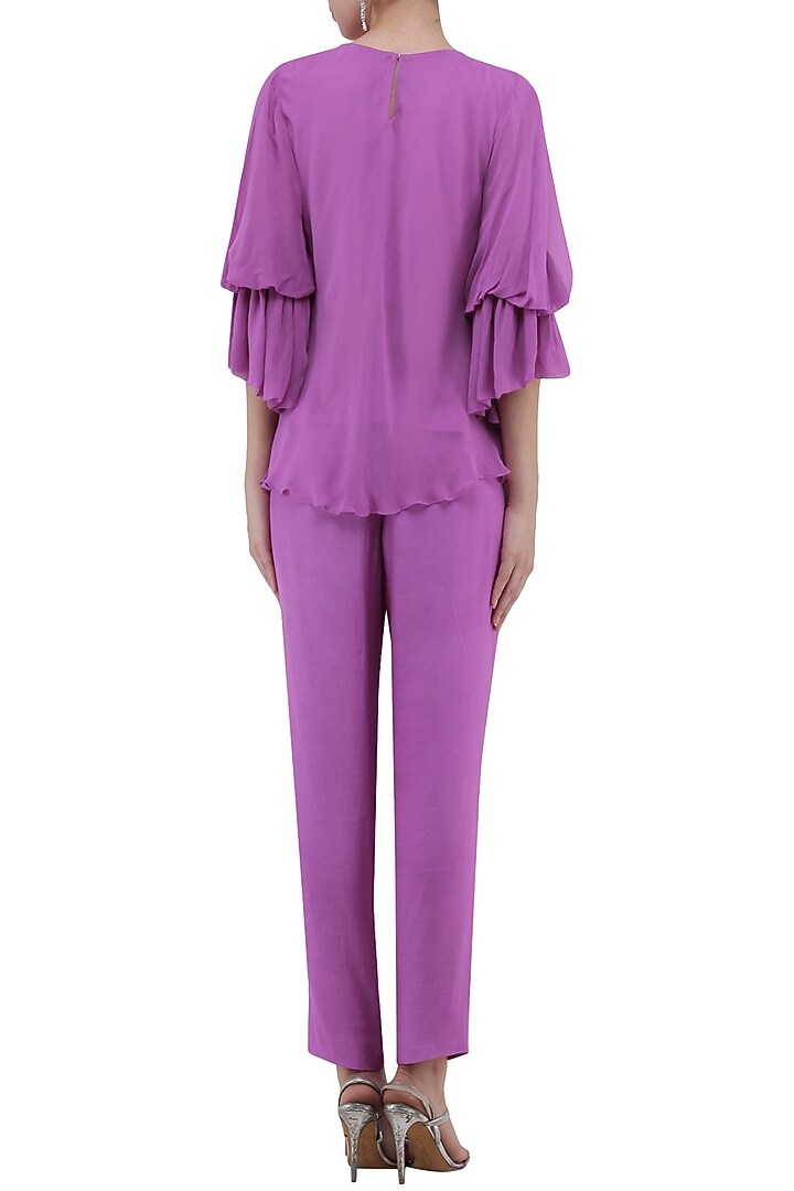 Violet embroidered pants with ruffle top available only at Pernia's Pop Up Shop.