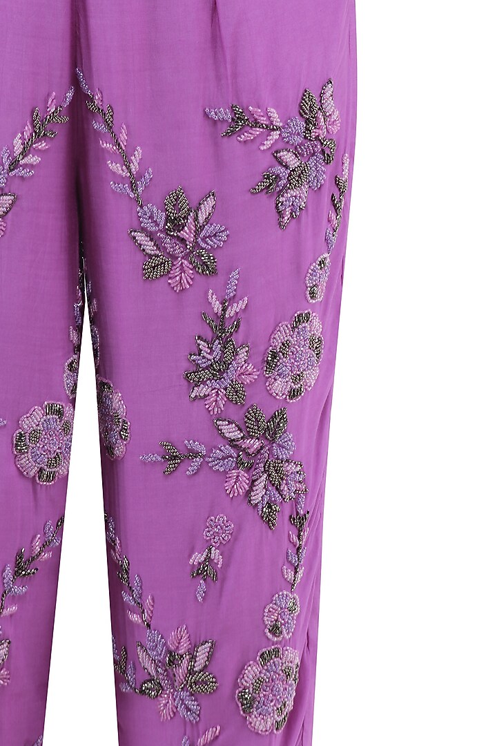 Violet embroidered pants with ruffle top available only at Pernia's Pop Up Shop.