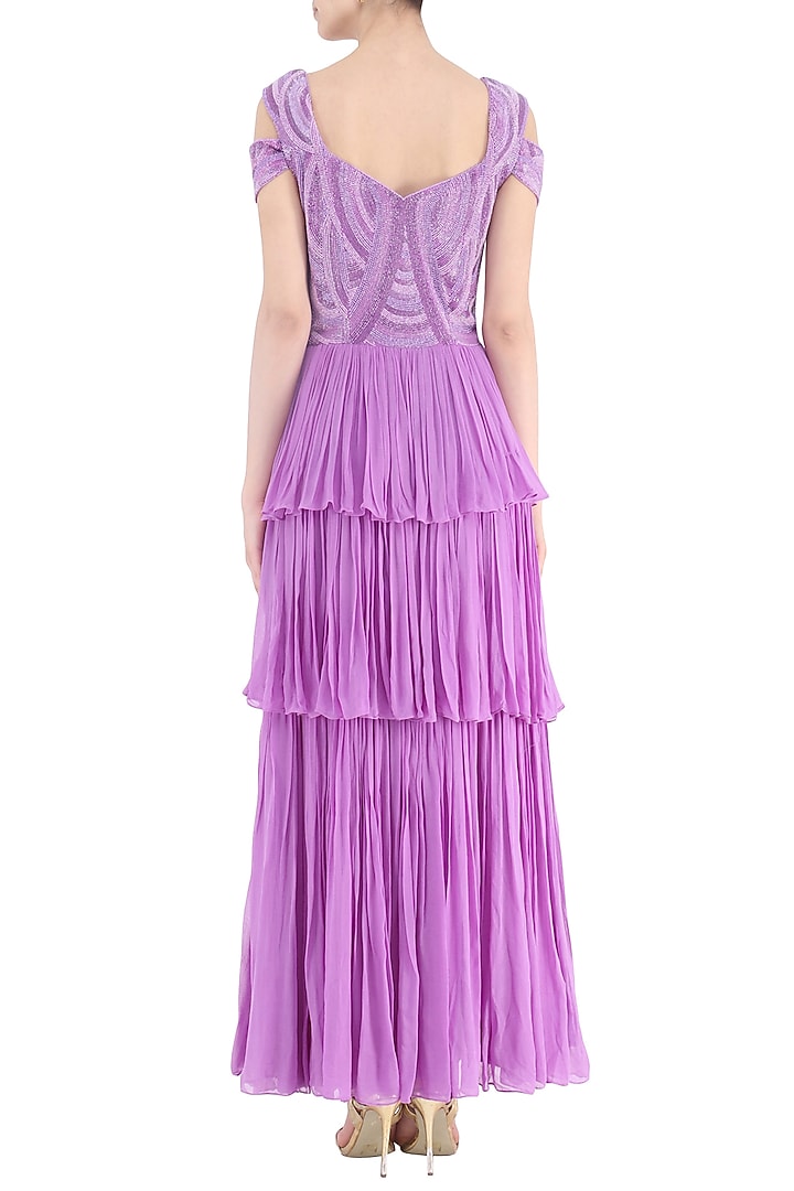 Violet embroidered tiered gown available only at Pernia's Pop Up Shop.