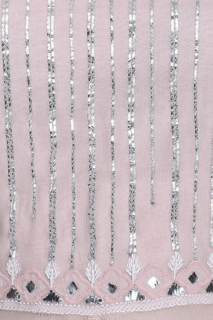 Light lilac lucknowi embroidered cold shoulder kurta available only at Pernia's Pop Up Shop.