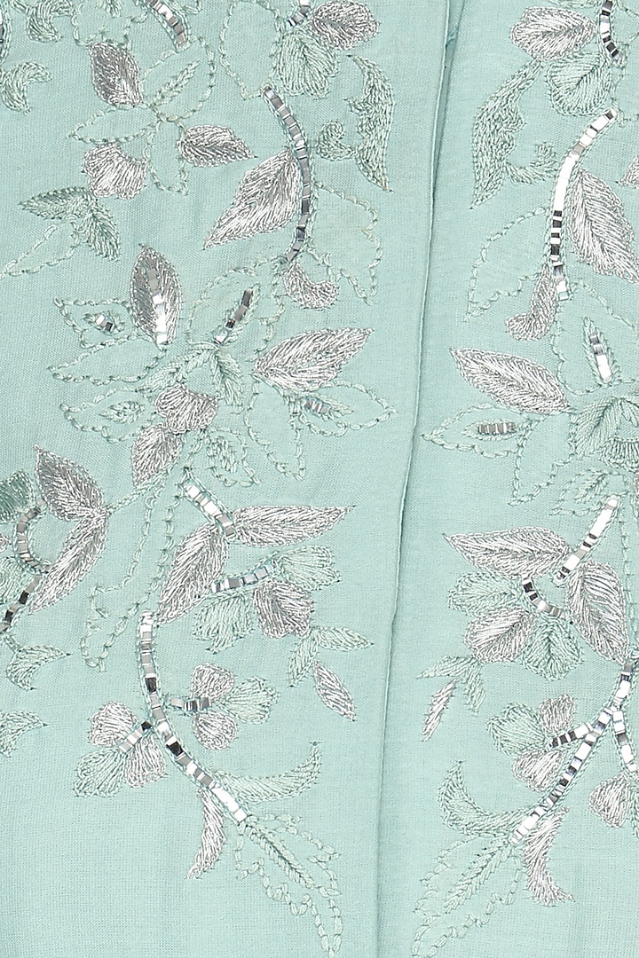 Pistachio green floral embroidered jacket and skirt set available only at Pernia's Pop Up Shop.