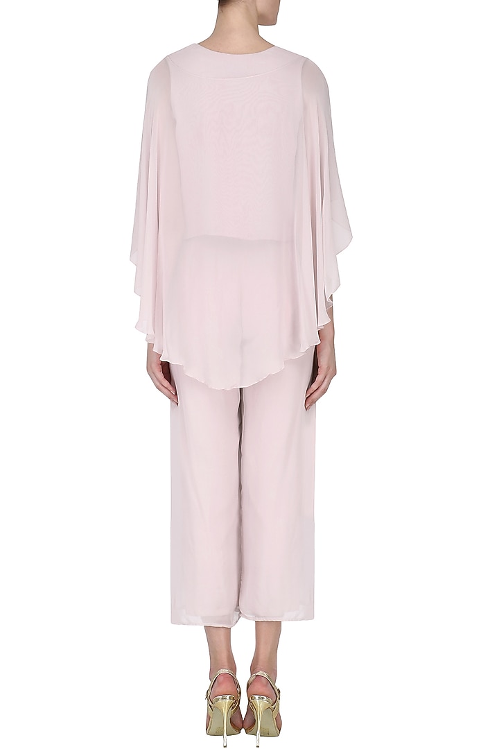 Light lilac lucknowi embroidered cape and pants set available only at Pernia's Pop Up Shop.
