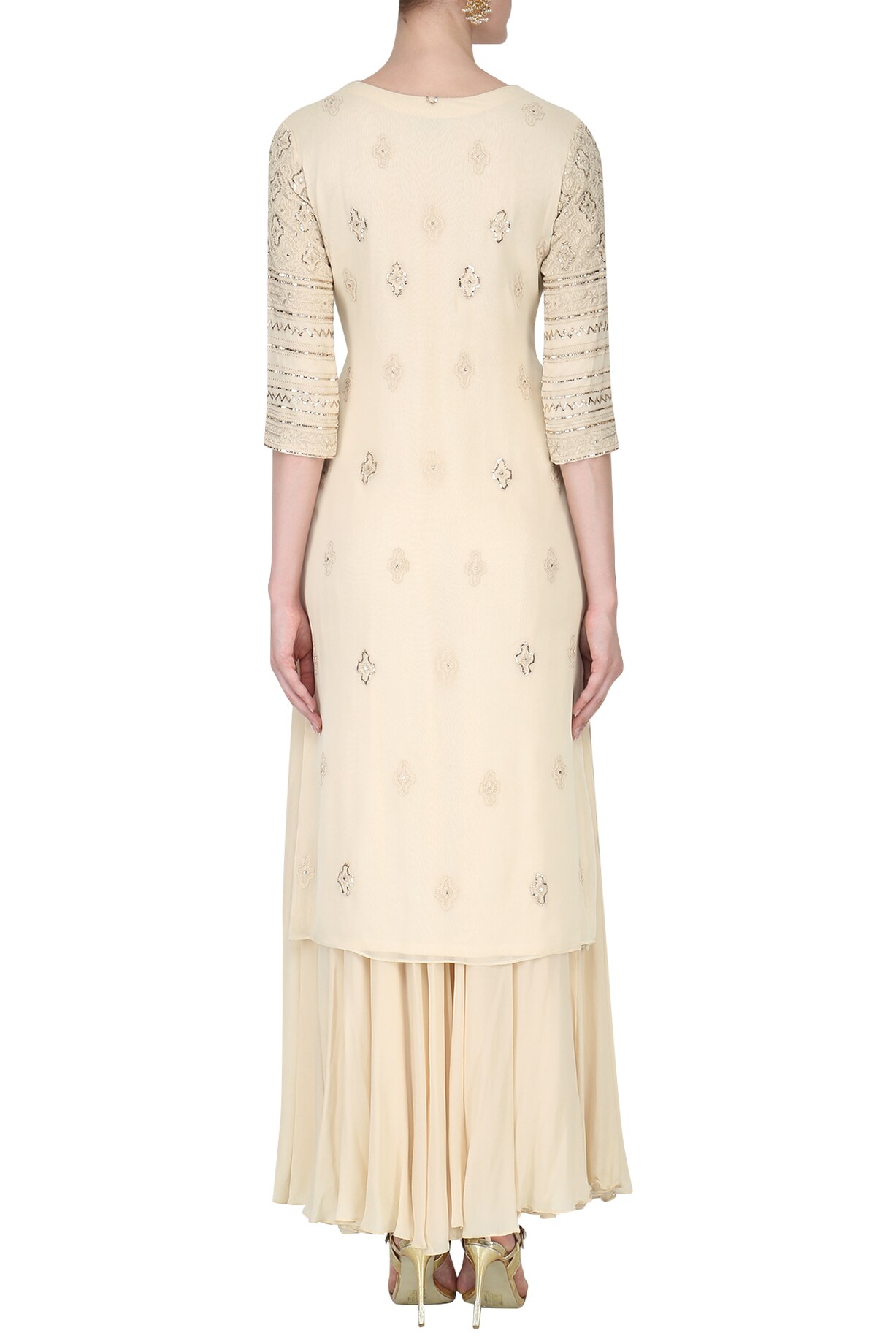 Beige lucknowi work kurta and skirt set available only at Pernia's Pop ...