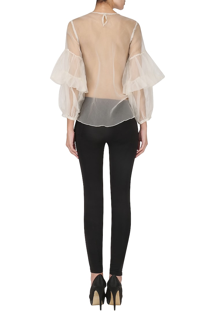 Off white embroidered sheer top available only at Pernia's Pop Up Shop.