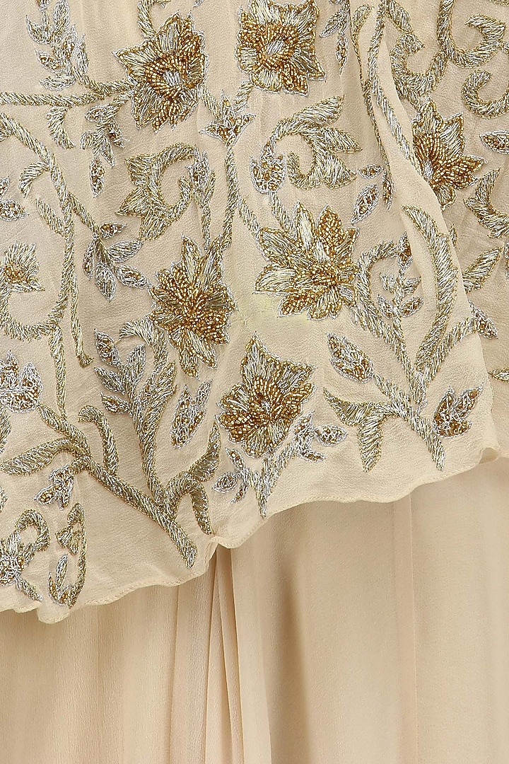 Buy Cream, Gold and Silver Embroidered Off Shoulder Cape Gown Pernia's Pop Up Shop