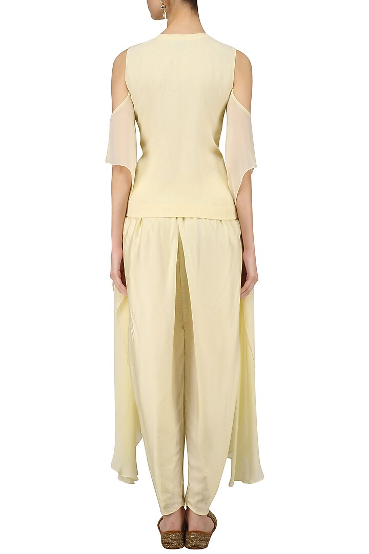 Cream cold shoulder tunic and dhoti pants set available only at Pernia's Pop Up Shop.