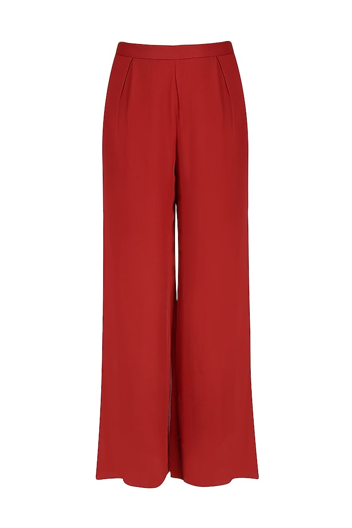 Crimson red gota patti embroidered kurta and pants set available only at Pernia's Pop Up Shop.