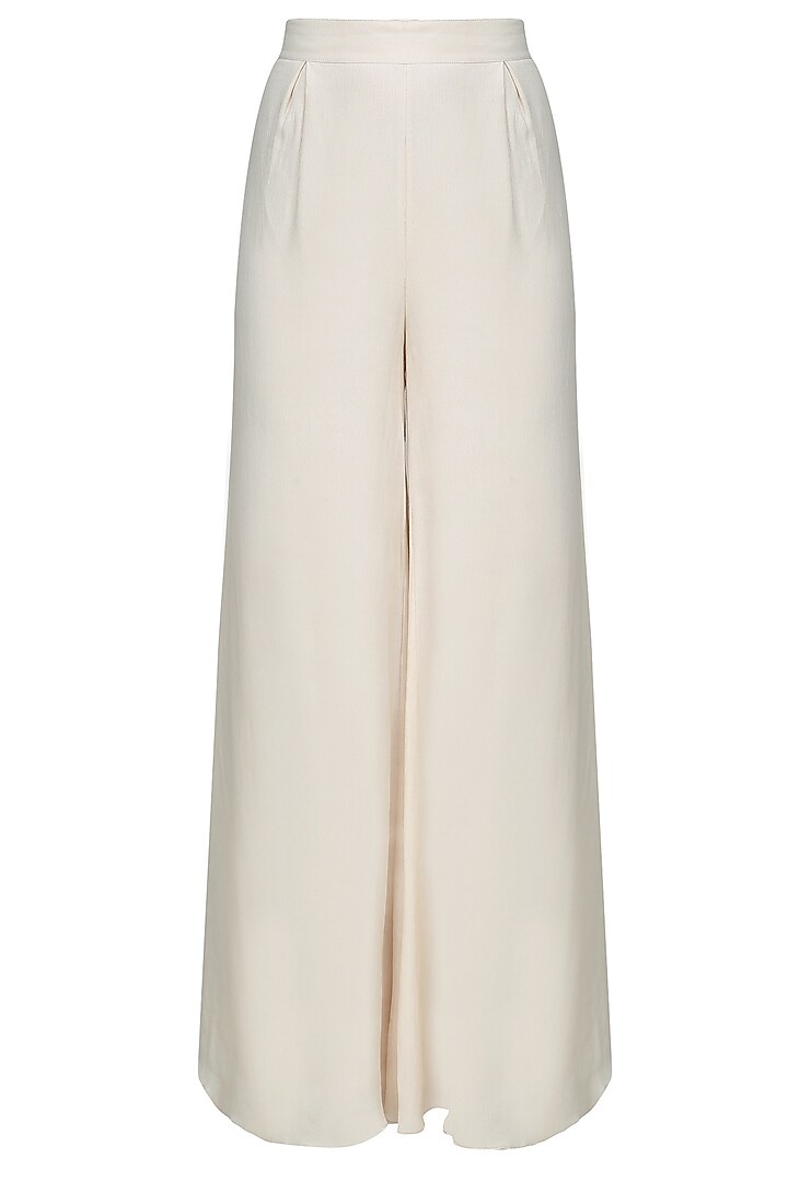 Cream and gold floral embroidered crop top, pants and cape set available only at Pernia's Pop Up Shop.