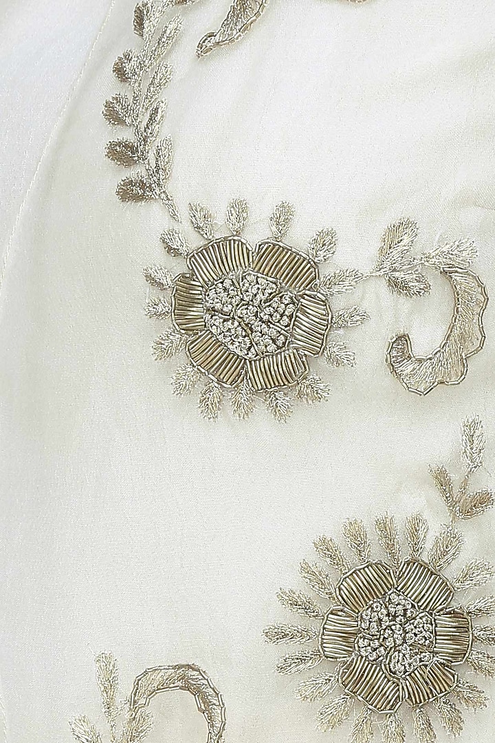Cream and gold floral embroidered crop top, pants and cape set available only at Pernia's Pop Up Shop.