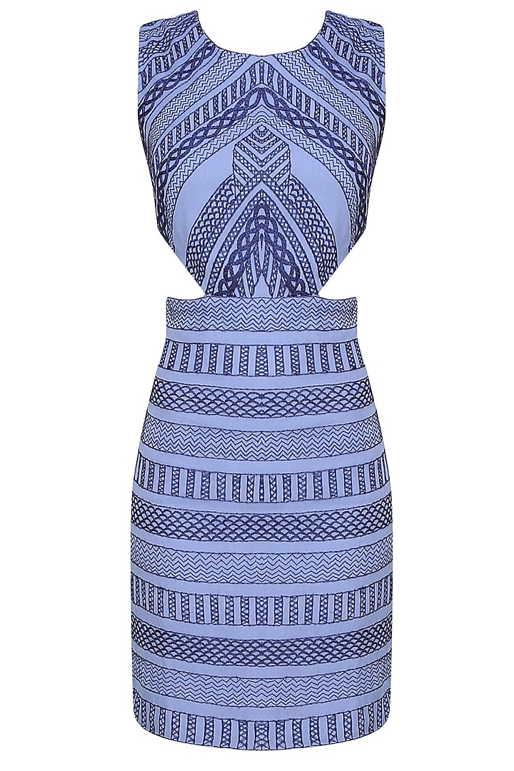 Blue Thread Embroidered Cut Out Dress by Samatvam By Anjali Bhaskar