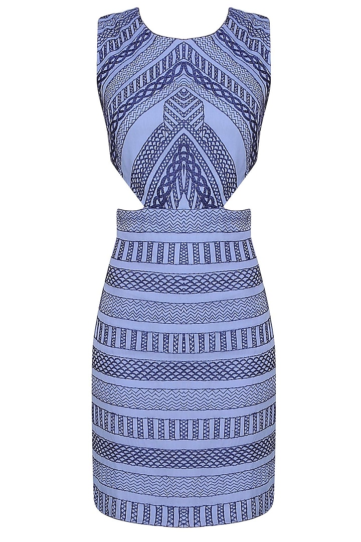 Samatvan presents BLUE THREAD EMBROIDERED CUT OUT DRESS available only at Pernia's Pop Up Shop