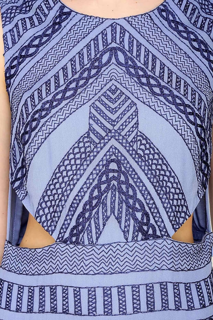 Samatvan presents BLUE THREAD EMBROIDERED CUT OUT DRESS available only at Pernia's Pop Up Shop