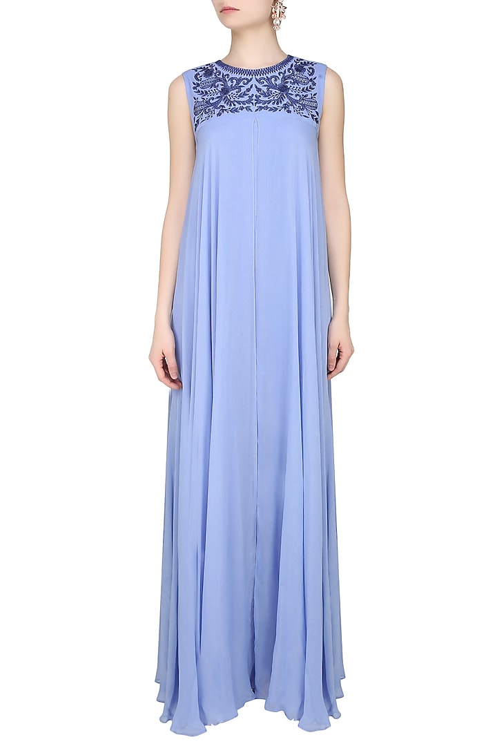 Samatvan presents BLUE HAND EMBROIDERED JUMPSUIT available only at Pernia's Pop Up Shop