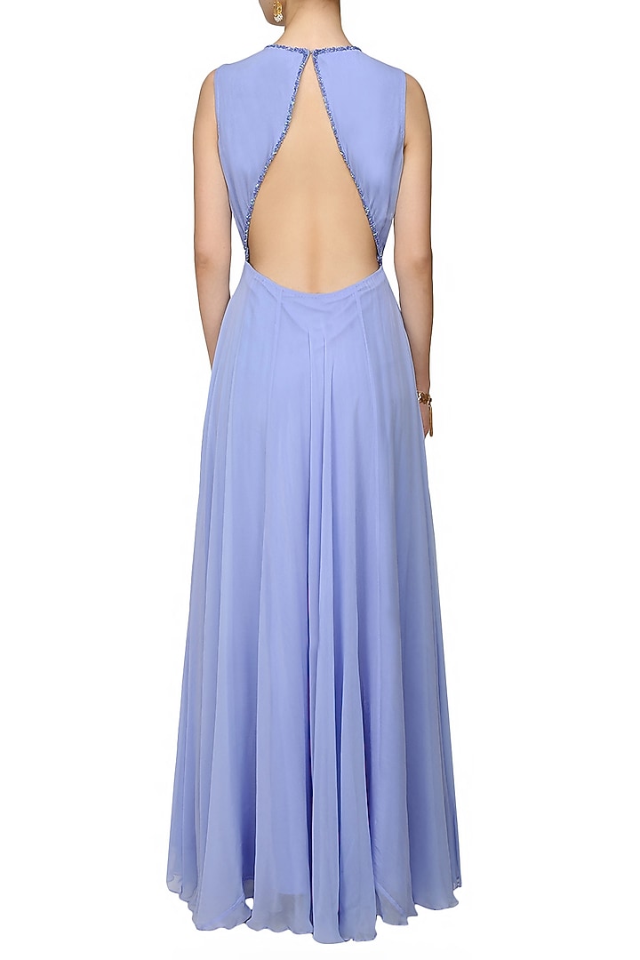 Samatvan presents BLUE EMBELLISHED BACKLESS FLOOR LENGTH GOWN available only at Pernia's Pop Up Shop