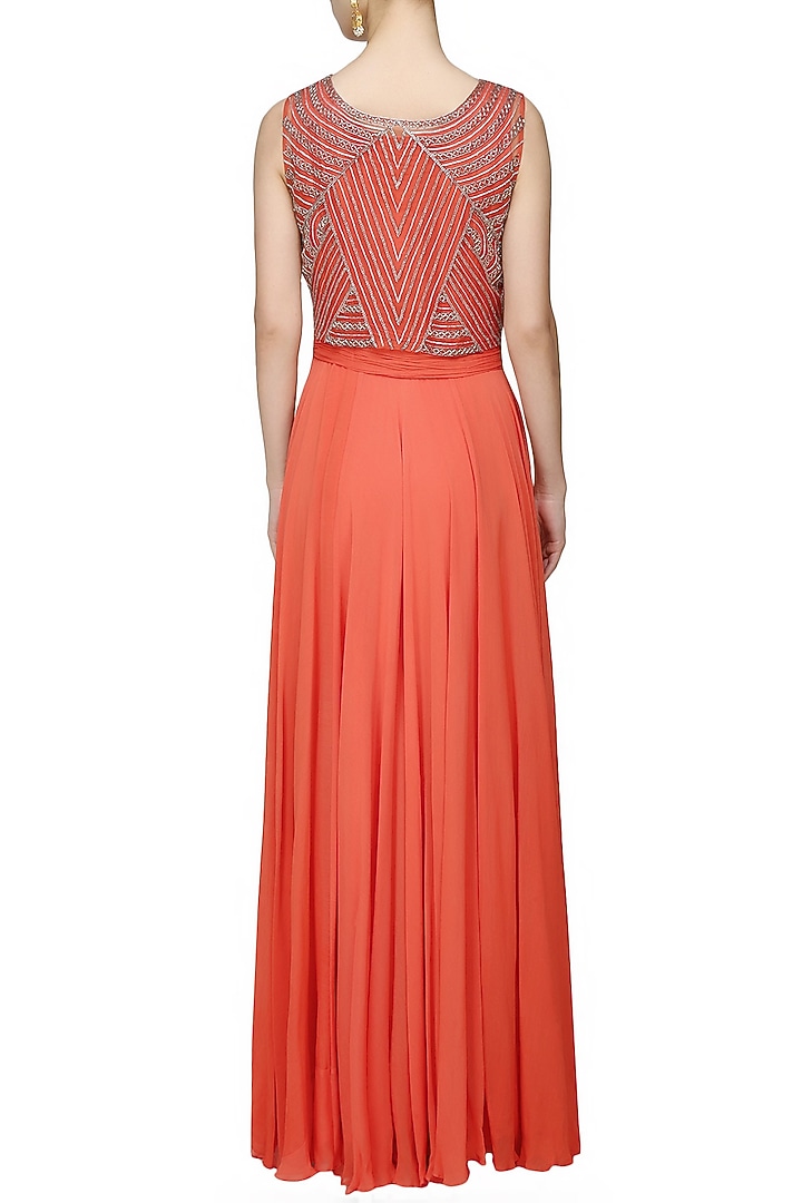 Samatvan presents ORANGE GOWN W/AN EMBELLISHED CROP TOP available only at Pernia's Pop Up Shop