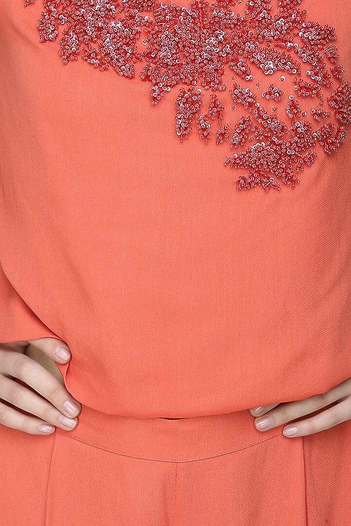 Samatvan presents ORANGE EMBELLISHED TOP & SHORTS available only at Pernia's Pop Up Shop