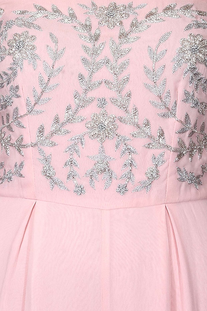 Pink cold shoulder embroidered jumpsuit available only at Pernia's Pop Up Shop
