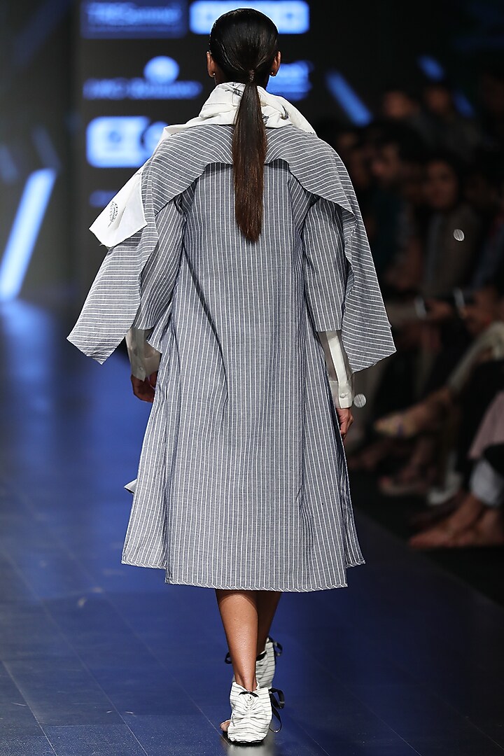 Grey Striped Kimono Style Shrug by Sayantan Sarkar at Pernia's Pop Up Shop