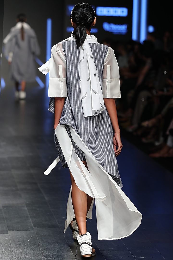 Off White Sheer Long Shirt by Sayantan Sarkar at Pernia's Pop Up Shop