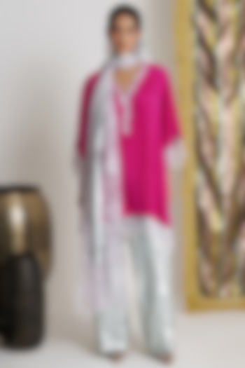 Rani Pink Rasgulla Crepe Mirror Work Kurta Set by Siyona By Ankurita at Pernia's Pop Up Shop