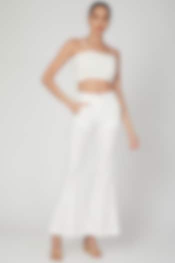 White Smocking Bustier With Bootlegs by Siyona By Ankurita at Pernia's Pop Up Shop