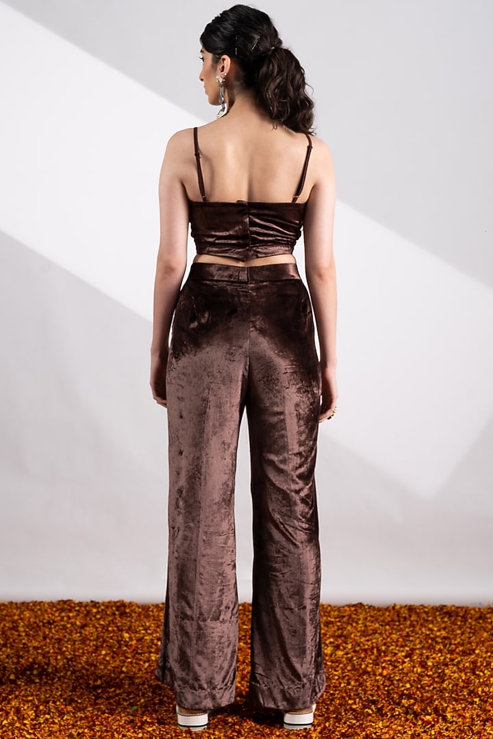 Dark Brown Raw Silk Jacket Set by Siyona By Ankurita at Pernia's Pop Up Shop
