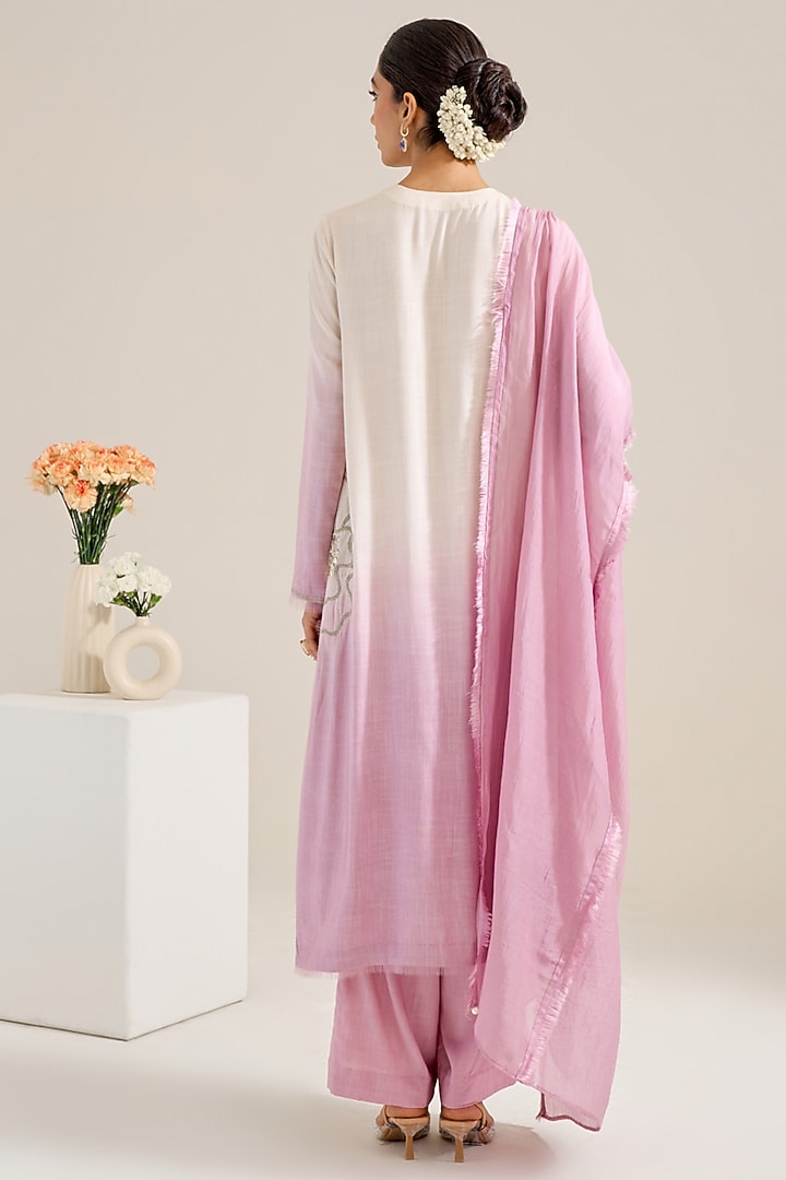 Lilac Ombre Cotton Slub Hand Embellished Kurta Set by Siyona By Ankurita at Pernia's Pop Up Shop